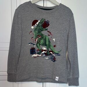 Tommy Bahama Gray Long Sleeve Dinosaur Christmas Holiday Tee 3-4